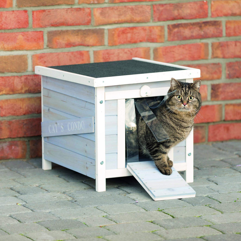 TRIXIE Petite Maison Chat Extérieure vue côté: accès facile et protection contre intempéries.