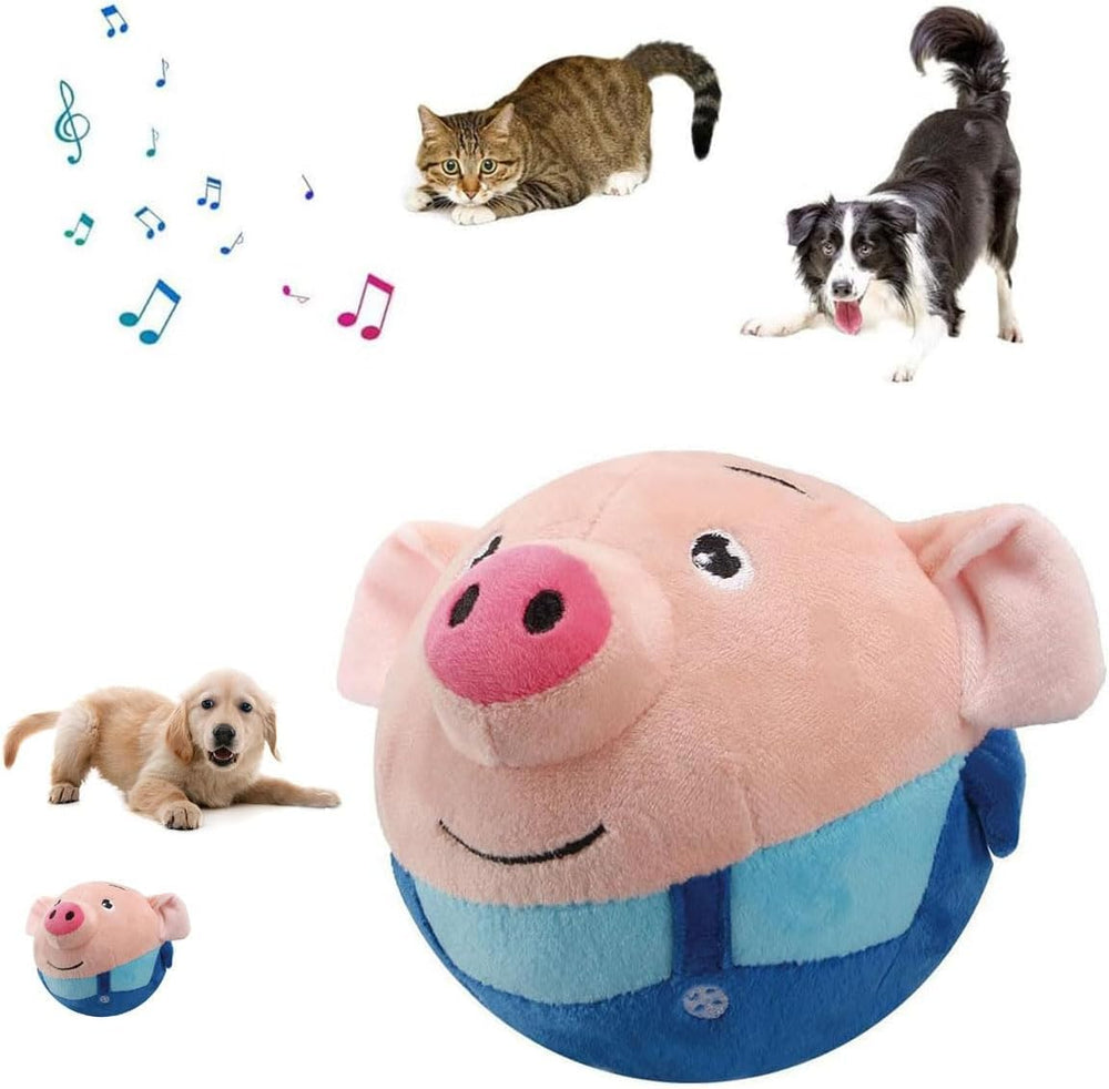 Tropame jouet peluche interactif chien, ballon rose siffant, stimule l’activité physique.