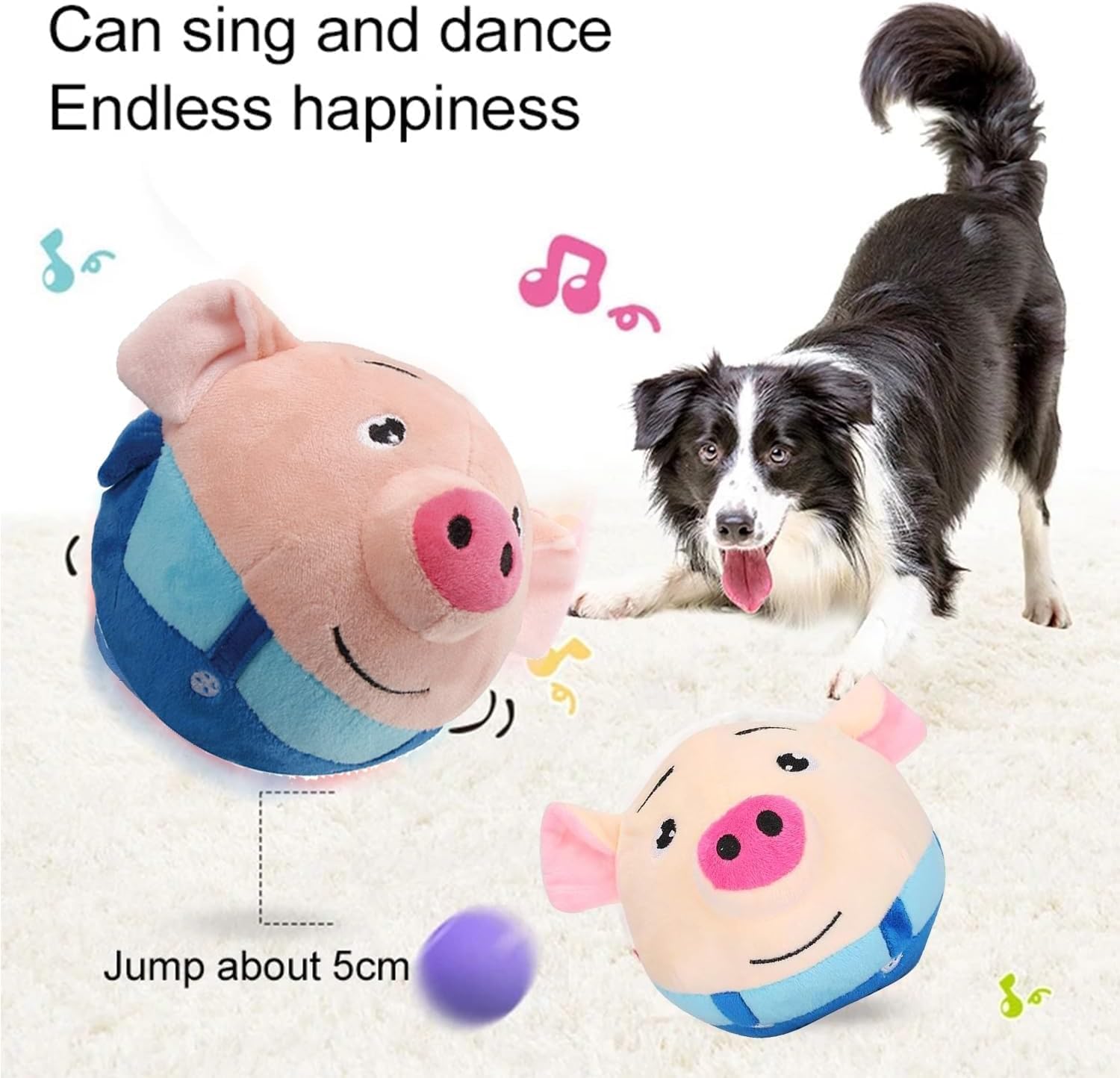 Tropame jouet peluche interactif chien, musique intégrée pour amusement.