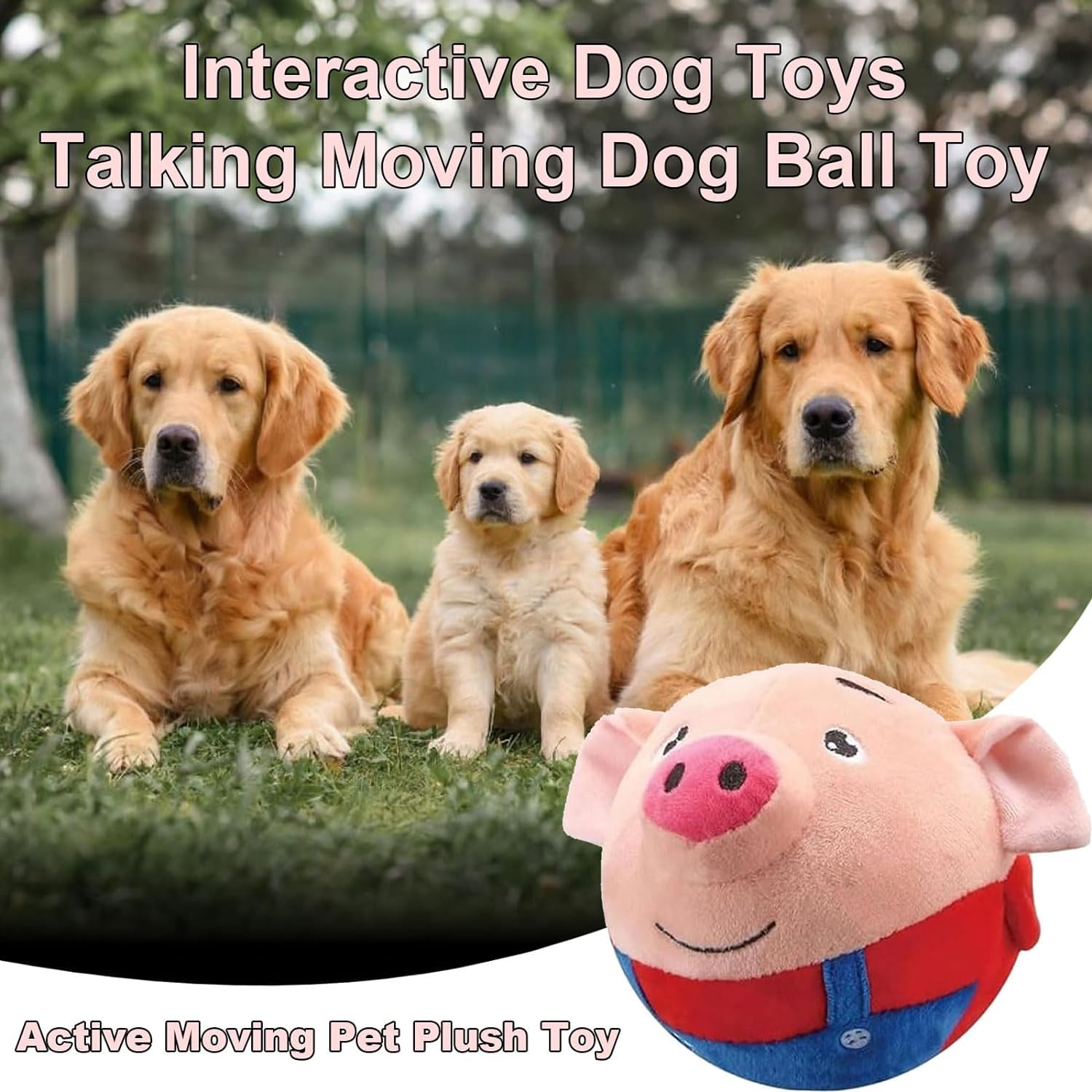 Tropame jouet peluche interactif chien, texture douce rose pour câlins et jeux.