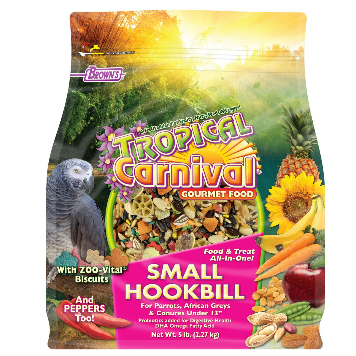 Tropical Carnival ensemble ingrédients fruits et noix pour énergie quotidienne des perroquets.