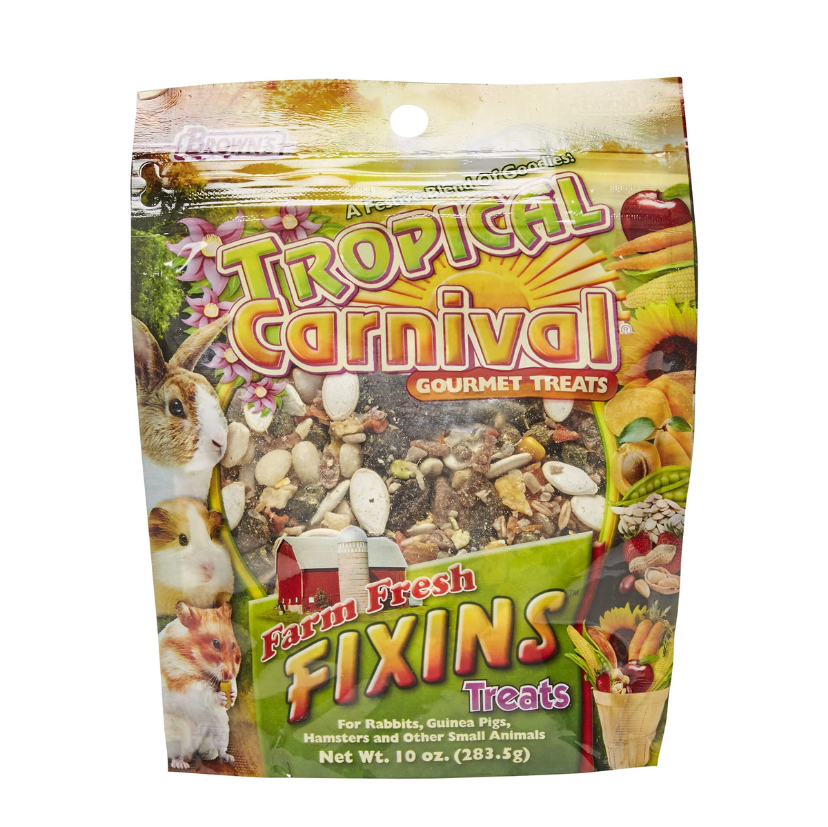 Emballage Tropical Carnival Farm Fresh Fixins, pratique et frais pour récompenser votre animal.