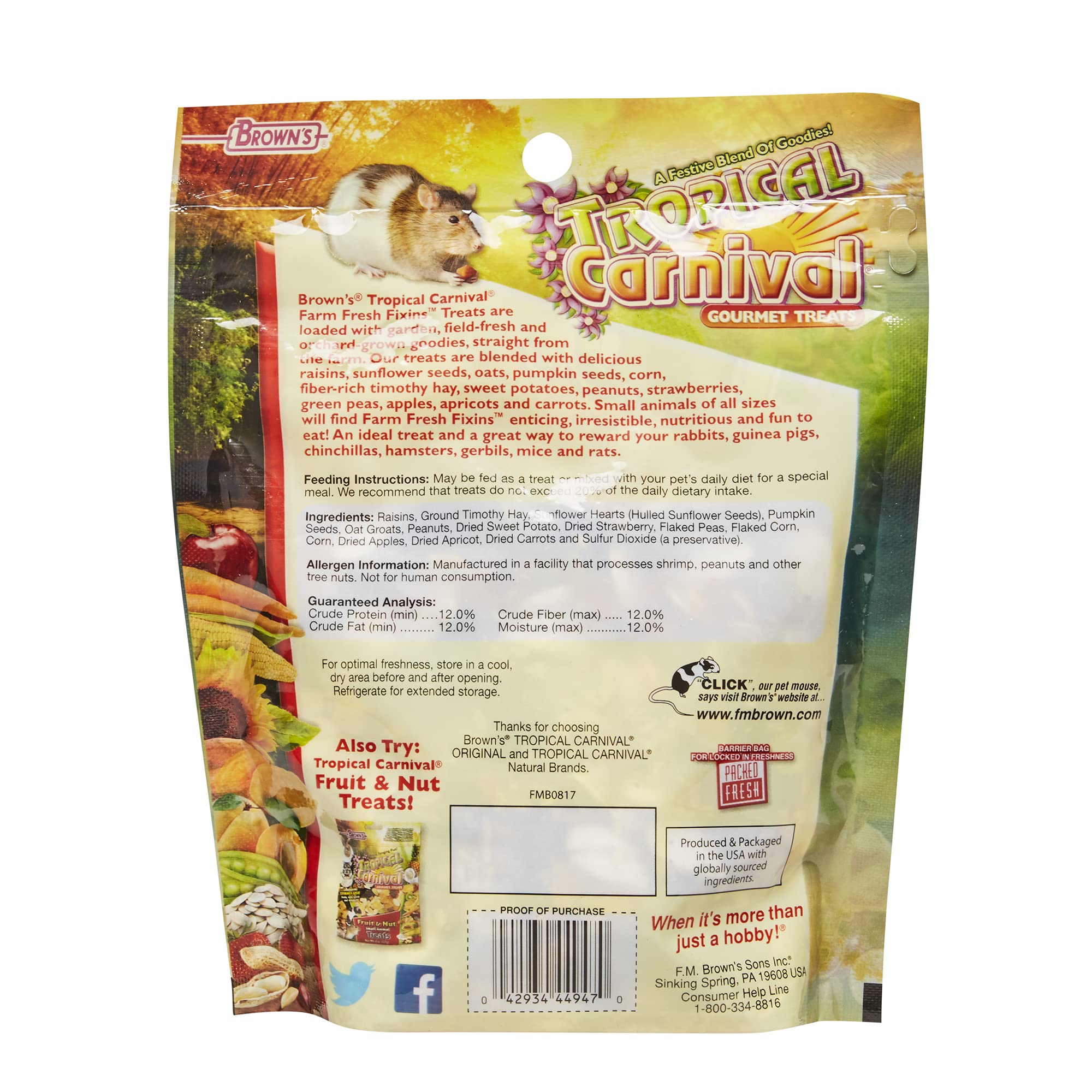Ingrédients naturels variés pour une friandise équilibrée chez les petits animaux.