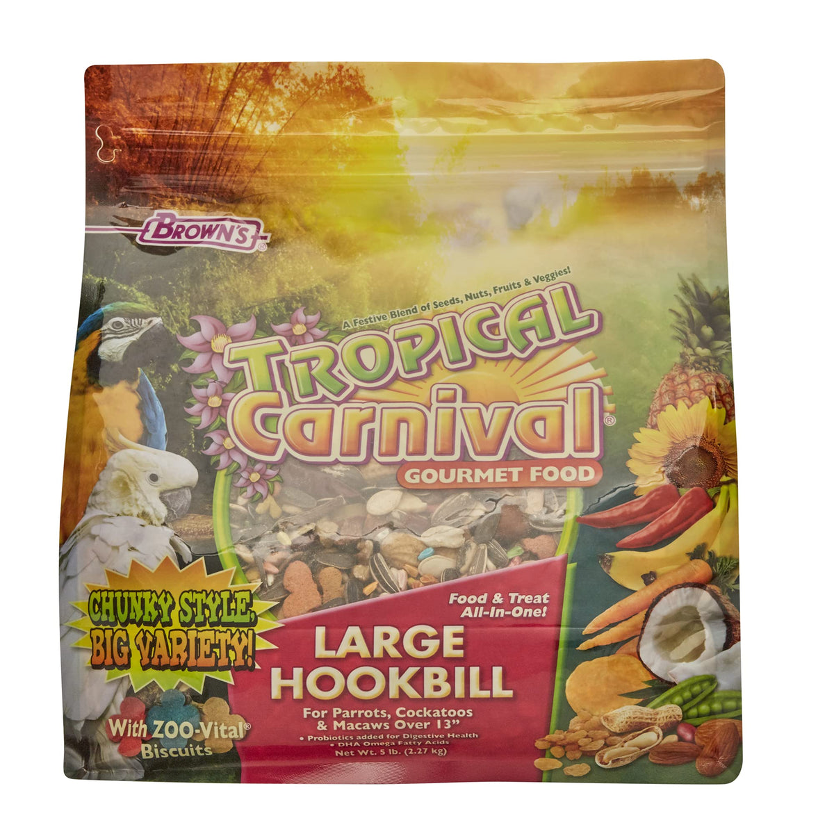 Tropical Carnival: sac extérieur pratique pour grands perroquets et facile stockage.