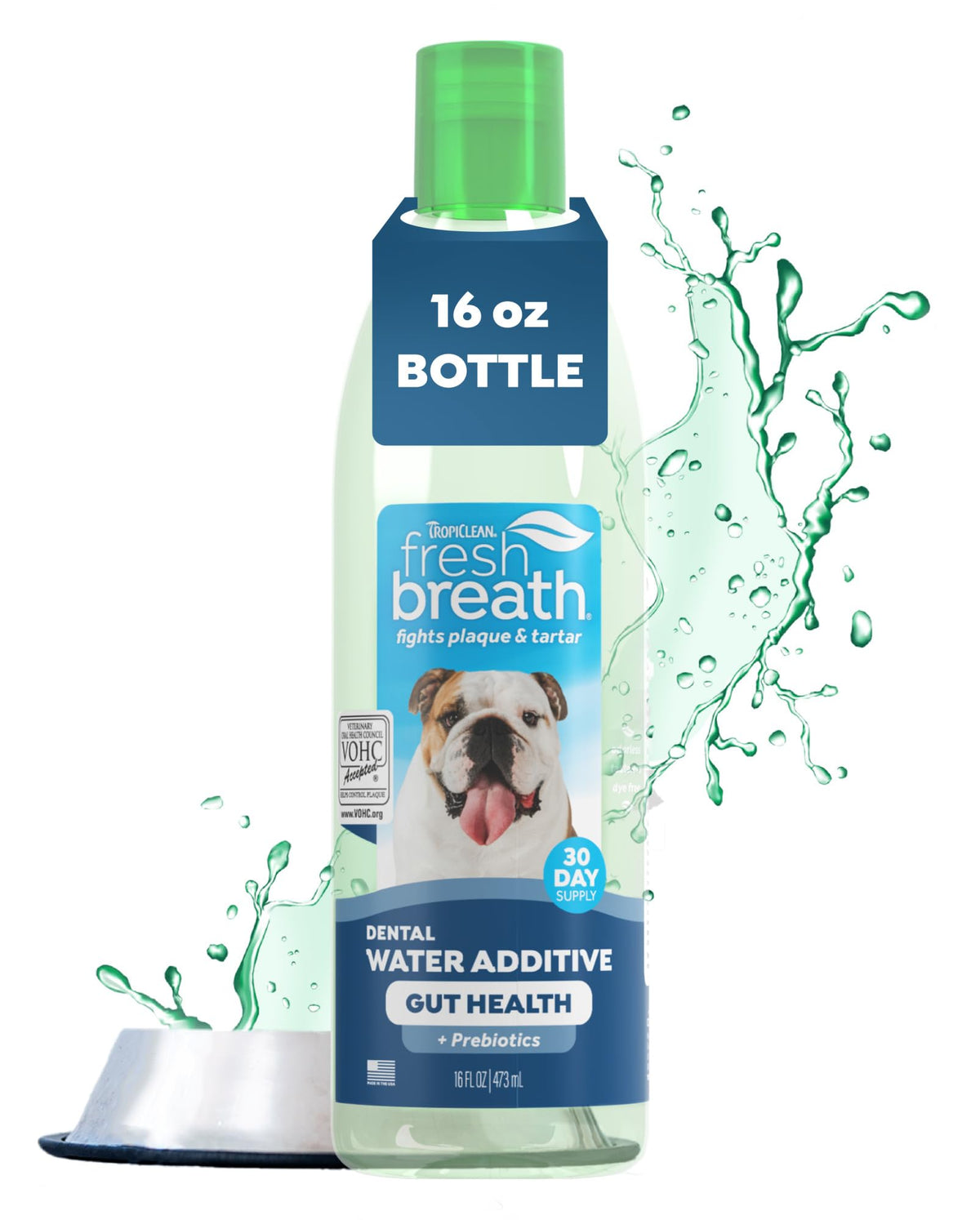 TropiClean Additif Eau Respiration Chien — haleine plus fraîche grâce à l'ajout d'eau.