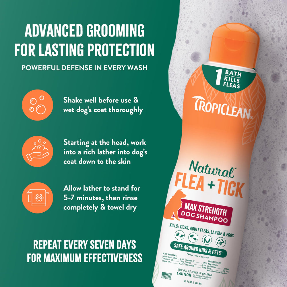TropiClean Arôme Citronnelle — bouteille et étiquette, parfum naturel rafraîchissant.