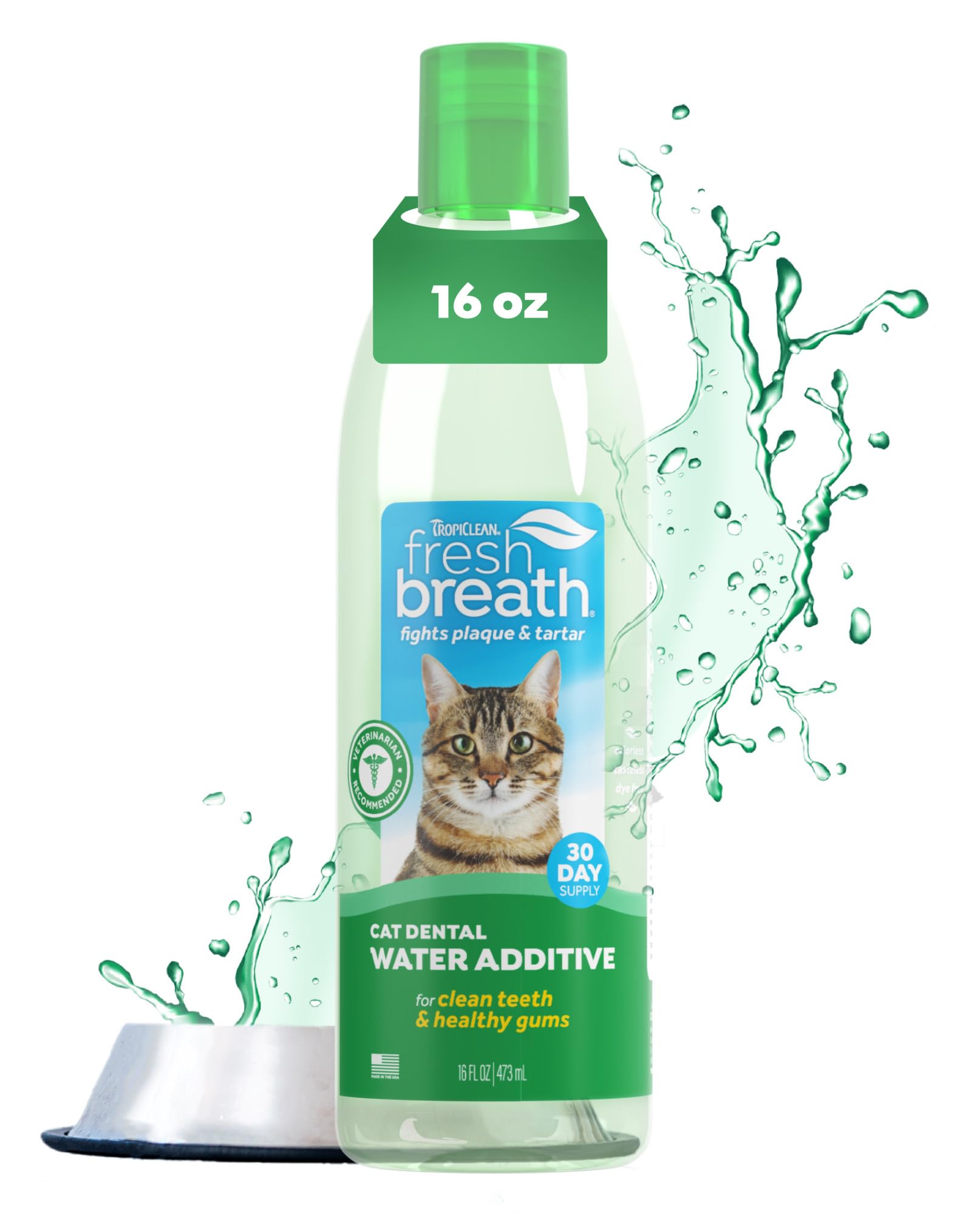 TropiClean: bouteille-additif-eau-chat, pratique pour une hygiène buccale simplifiée.