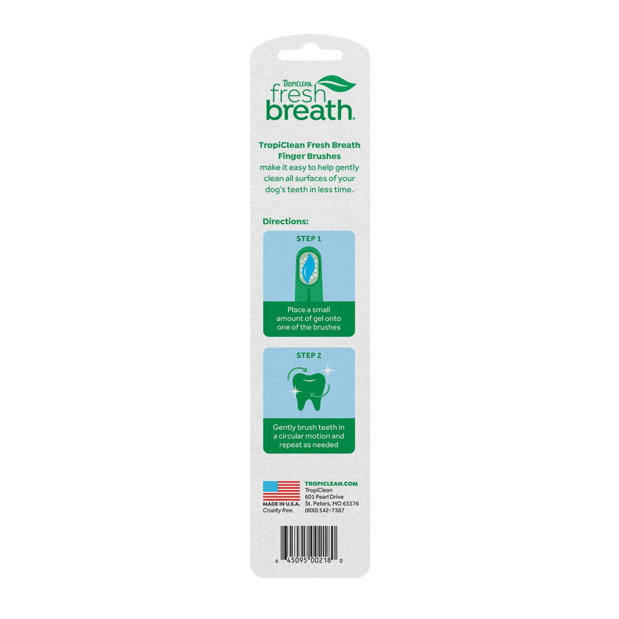 Brins en silicone doux TropiClean, brosse-doigt pour gencives sensibles.