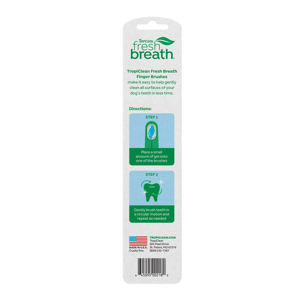 Brins en silicone doux TropiClean, brosse-doigt pour gencives sensibles.