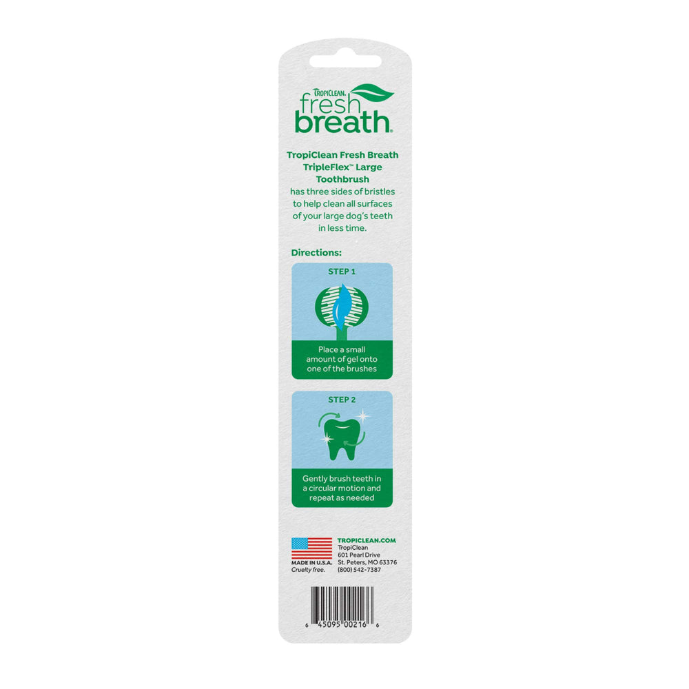 Poignée ergonomique TropiClean TripleFlex pour une prise en main confortable lors du brossage.
