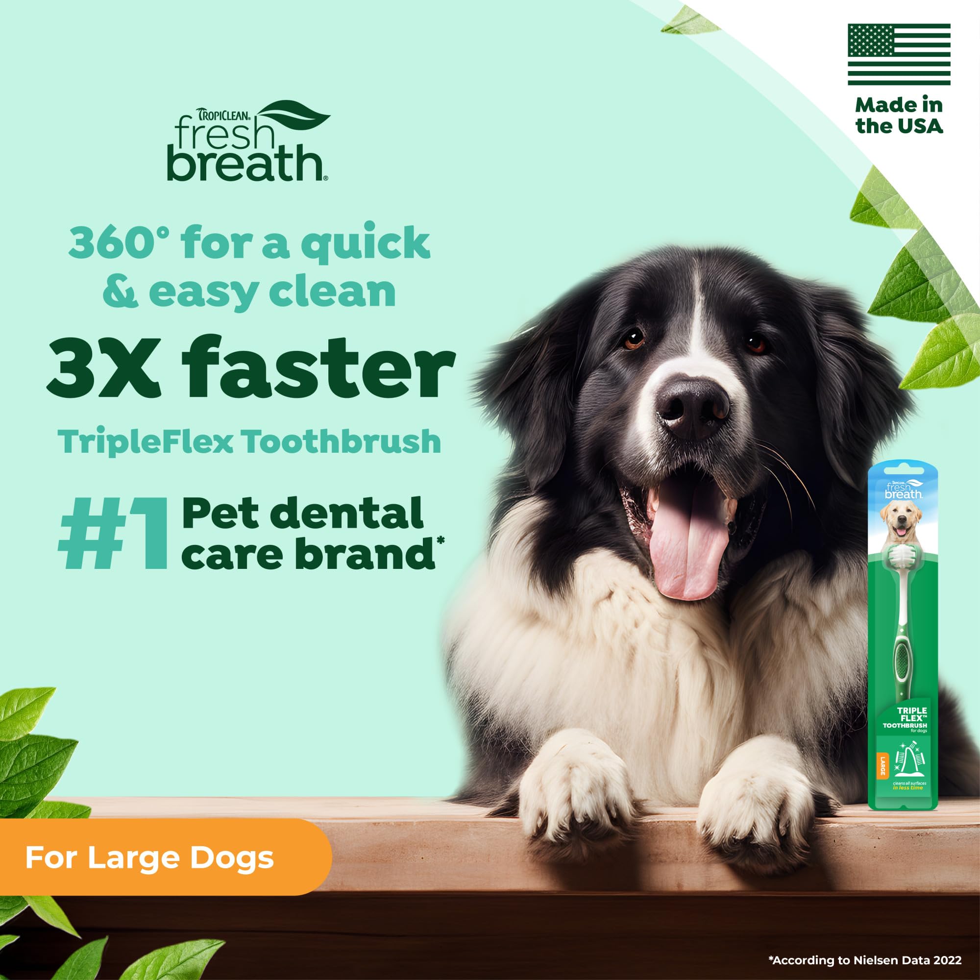 TropiClean TripleFlex atteint les zones difficiles, facilitant l’accès lors du brossage canin.