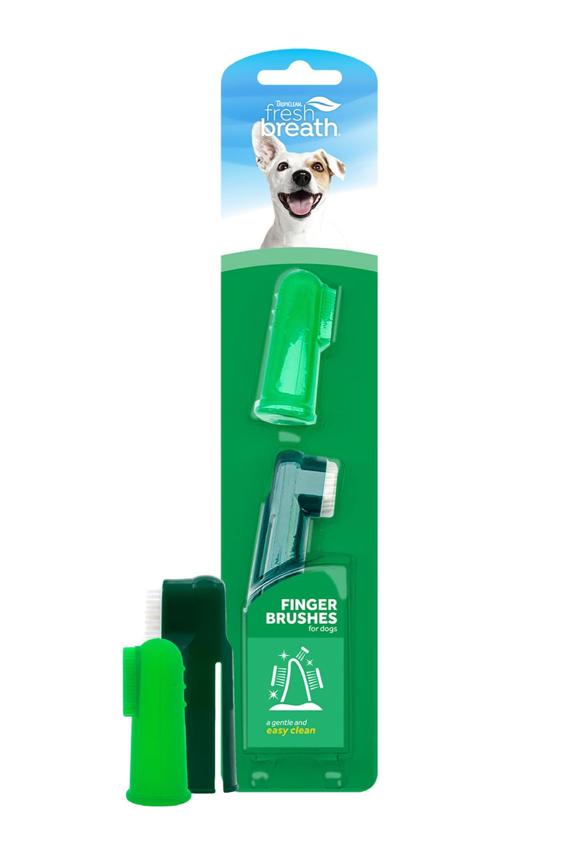 Brosse-doigt TropiClean pour chiens, pack deux, nettoyage pratique.