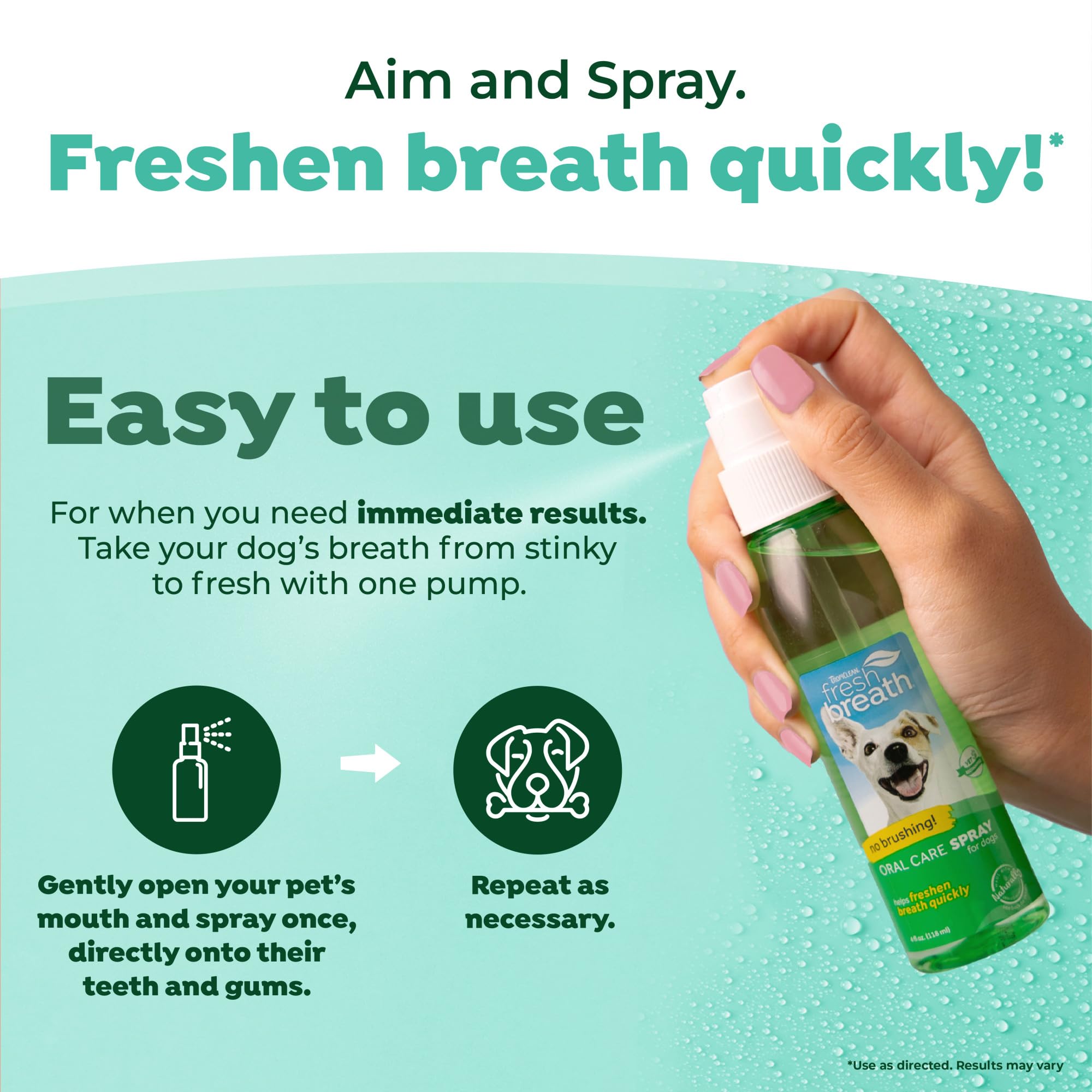 TropiClean: chien et chat utilisant le spray, simplicité d’usage.