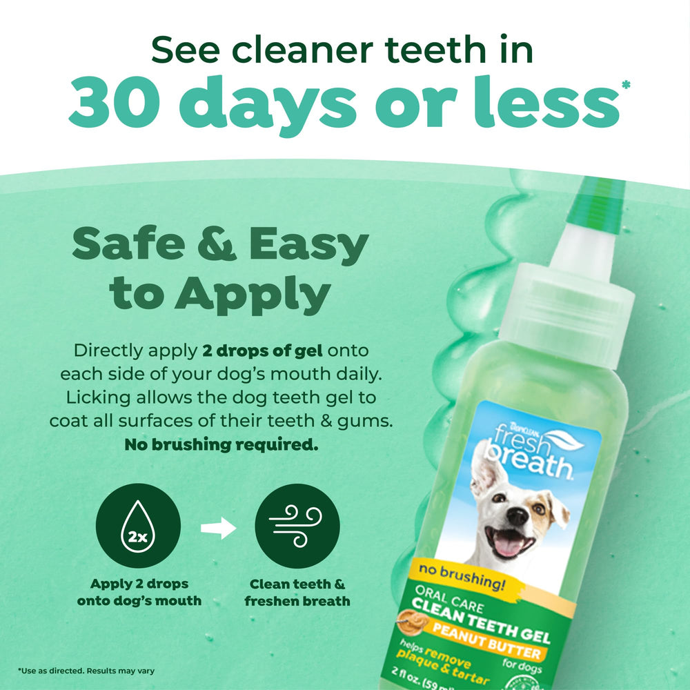 TropiClean dentifrice chien gel beurre de cacahuete, goût apprécié et sain.