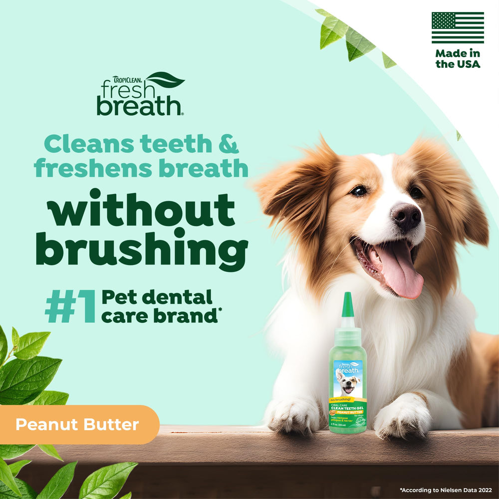 Dentifrice TropiClean pour chien sans brossage, pratique au quotidien.