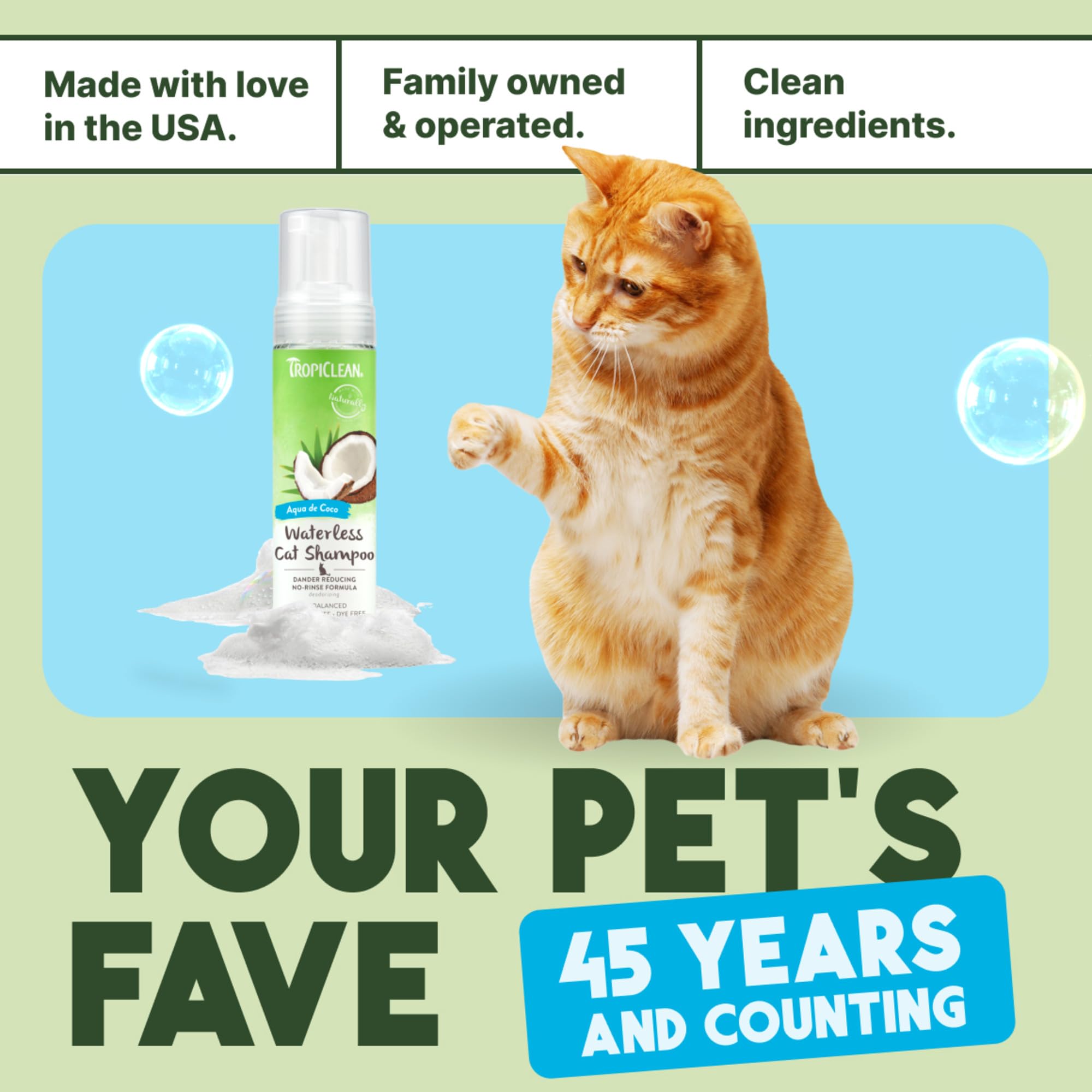 TropiClean Formule Sans Parabènes et Cruauté Animale: douceur et sécurité pour votre chat.
