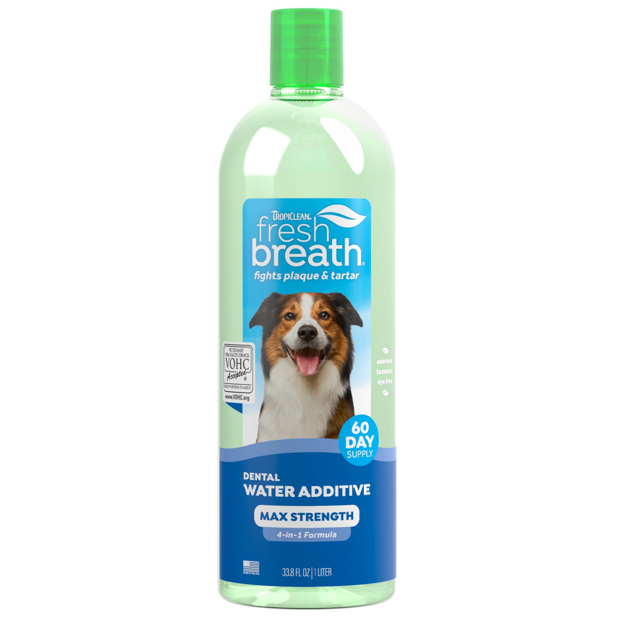 TropiClean Fresh Breath: blanchiment dents, solution aqueuse pour chien.