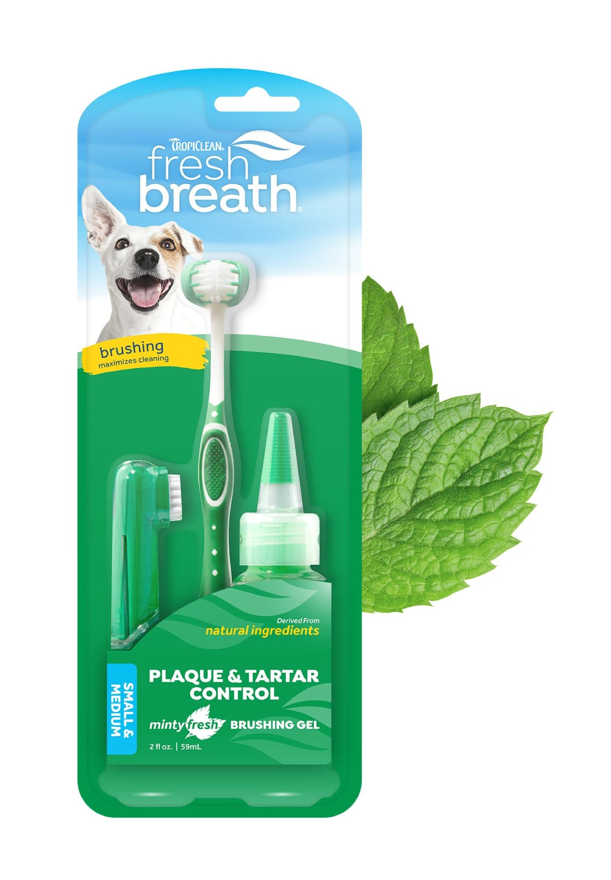 TropiClean kit-brosse-dent-tripleflex pour chien, brossage facile et efficace.