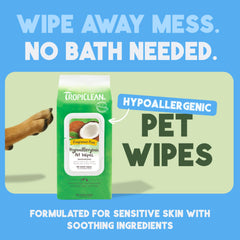 Lingettes TropiClean sans parfum pour zones sensibles, nettoyant en douceur.