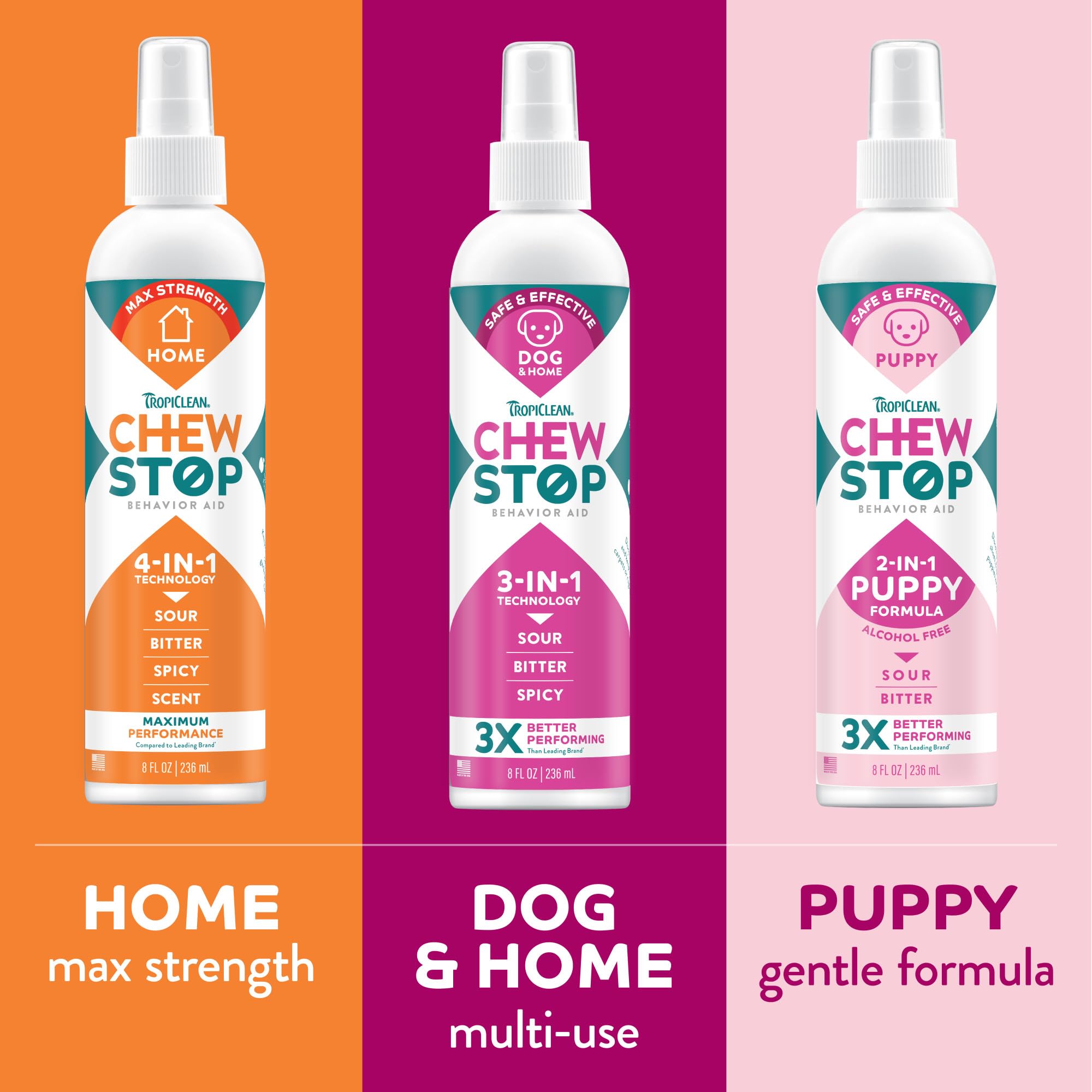 TropiClean No Chew Spray – application sur pelage pour limiter les mordilages.