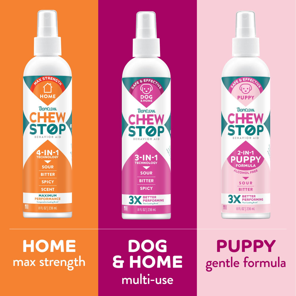 TropiClean No Chew Spray – application sur pelage pour limiter les mordilages.