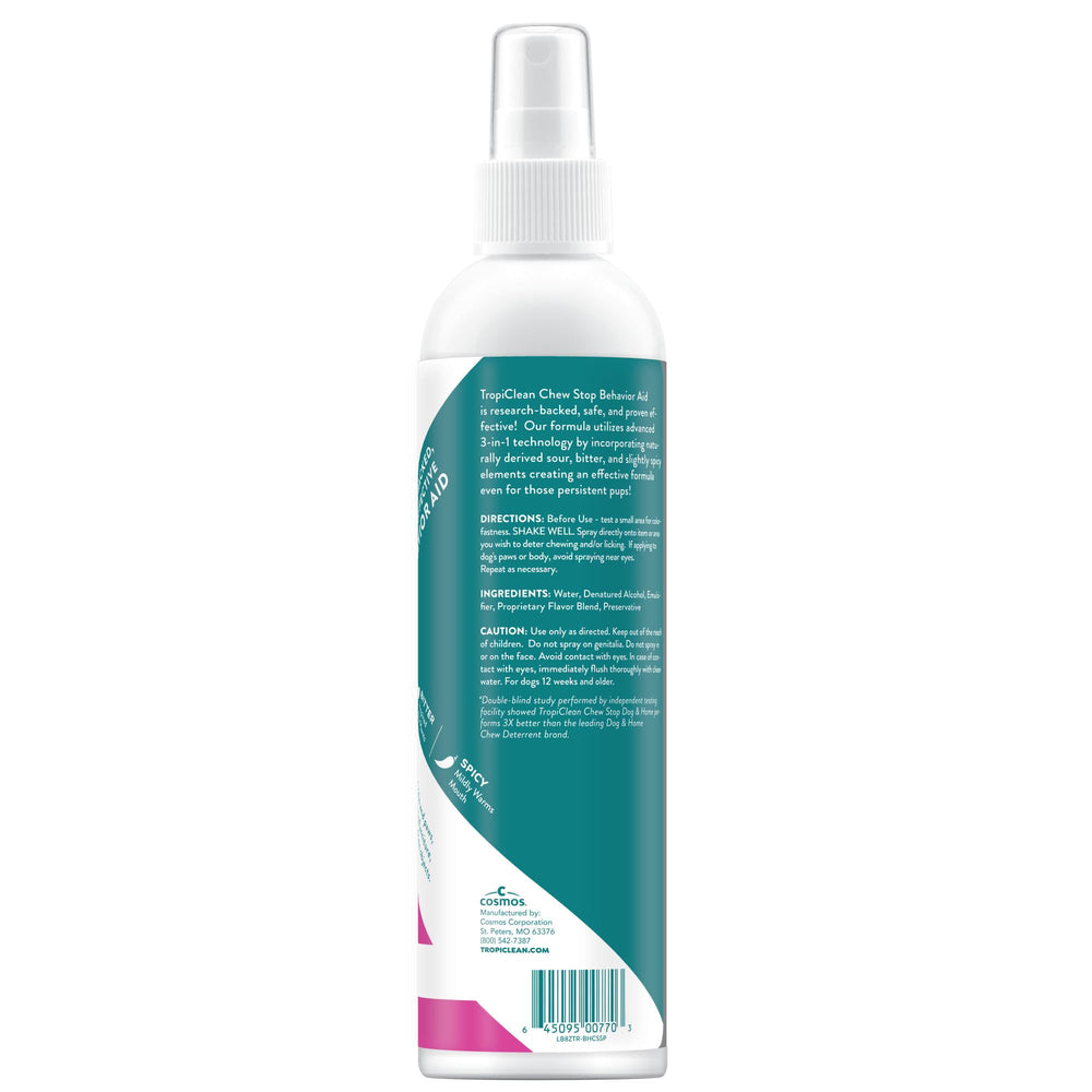 TropiClean No Chew Spray – outil pratique pour la prévention et le dressage.