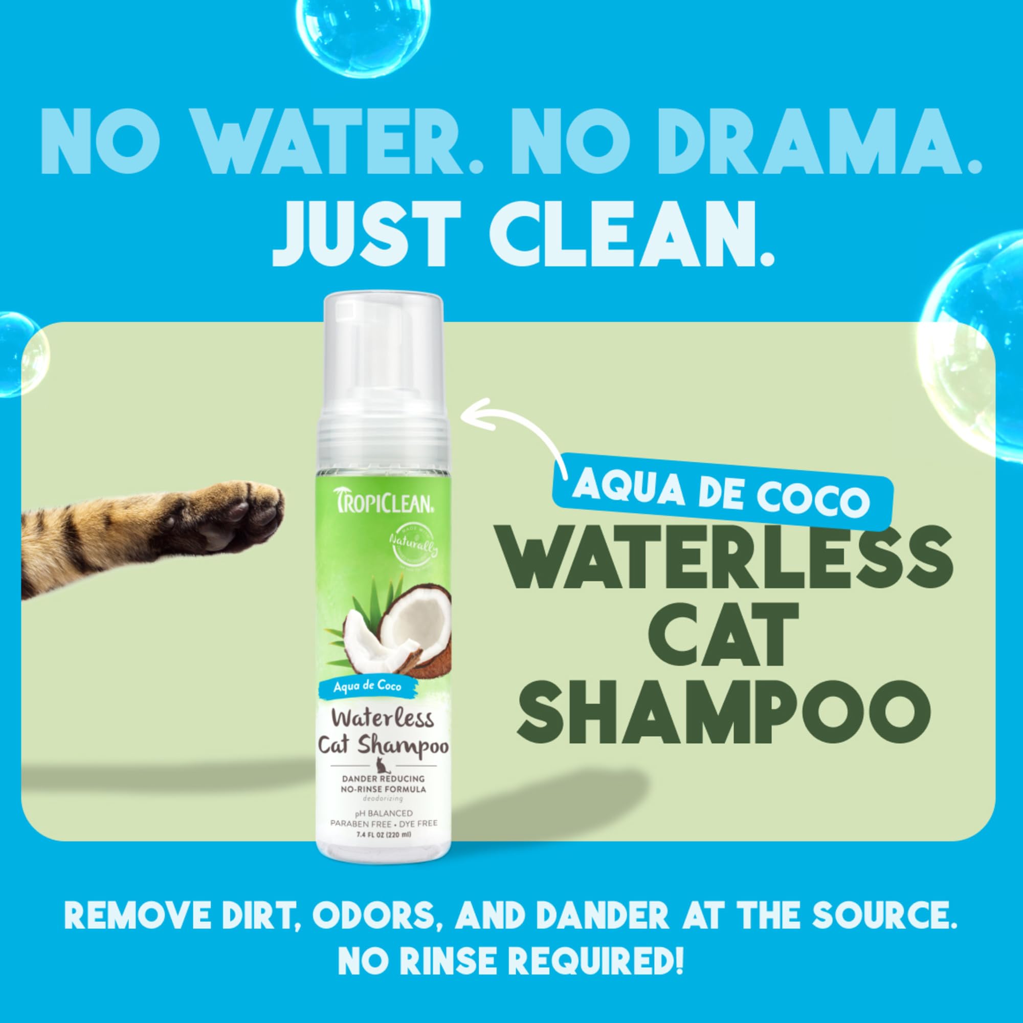 TropiClean Odeur Coco Concombre Chat Senteur: parfum frais pour une sensation tropicale.