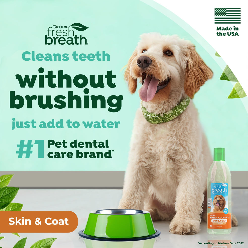 TropiClean oméga-3-6 pour peau et pelage du chien.