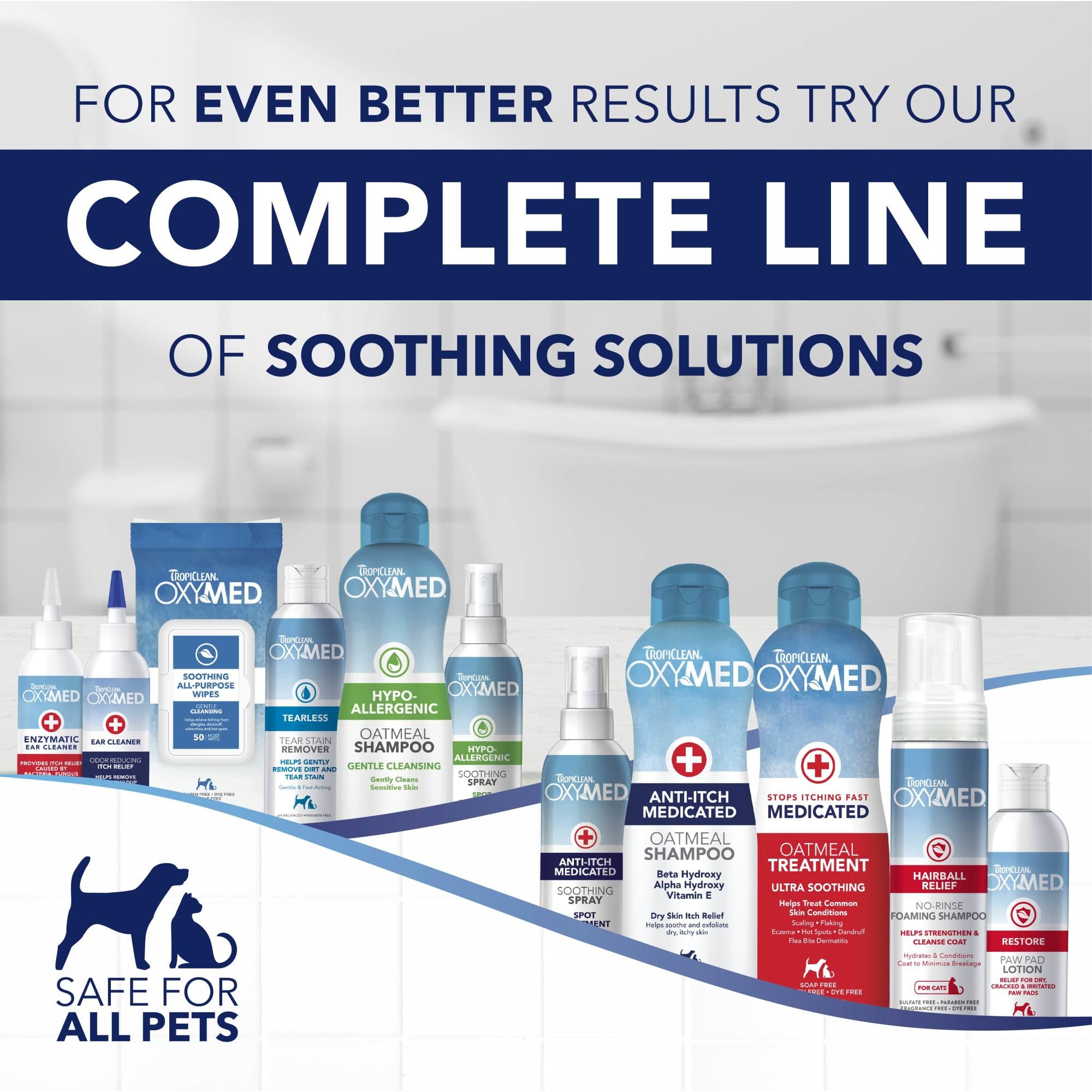 TropiClean Oxymed – utilisation quotidienne pour chiens et chats.