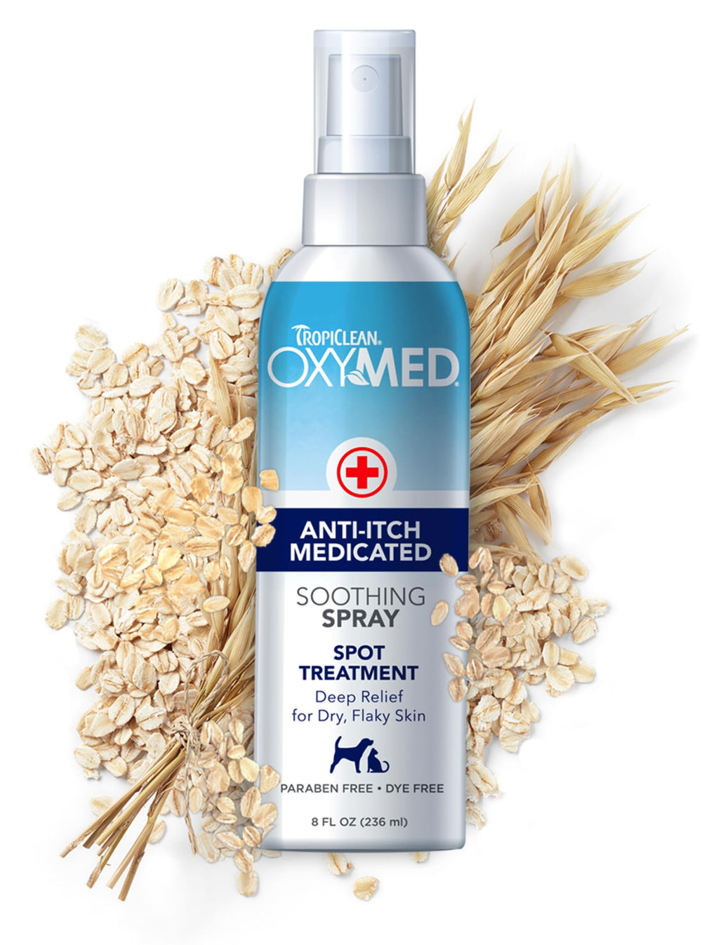 TropiClean OxyMed spray zone irritée sur chien, démangeaisons potentielles