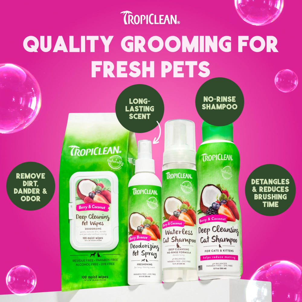 Arôme durable du Shampoing Déodorisant TropiClean pour Chats.