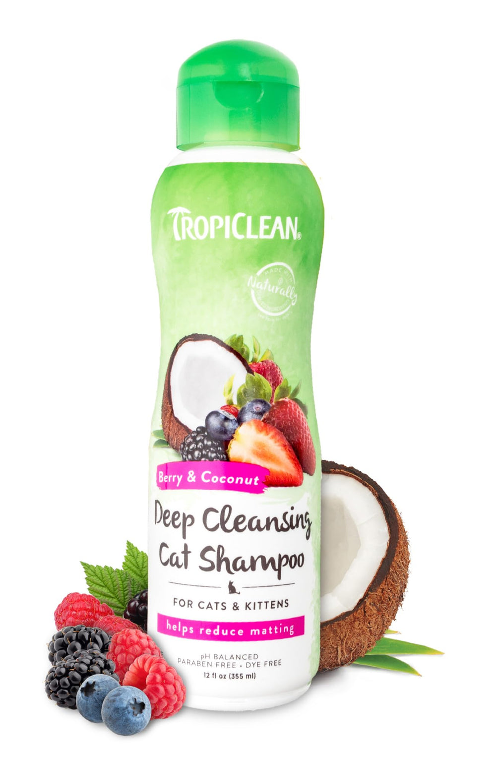 TropiClean Shampoing Déodorisant pour Chats — bouteille pratique et déodorisation efficace.