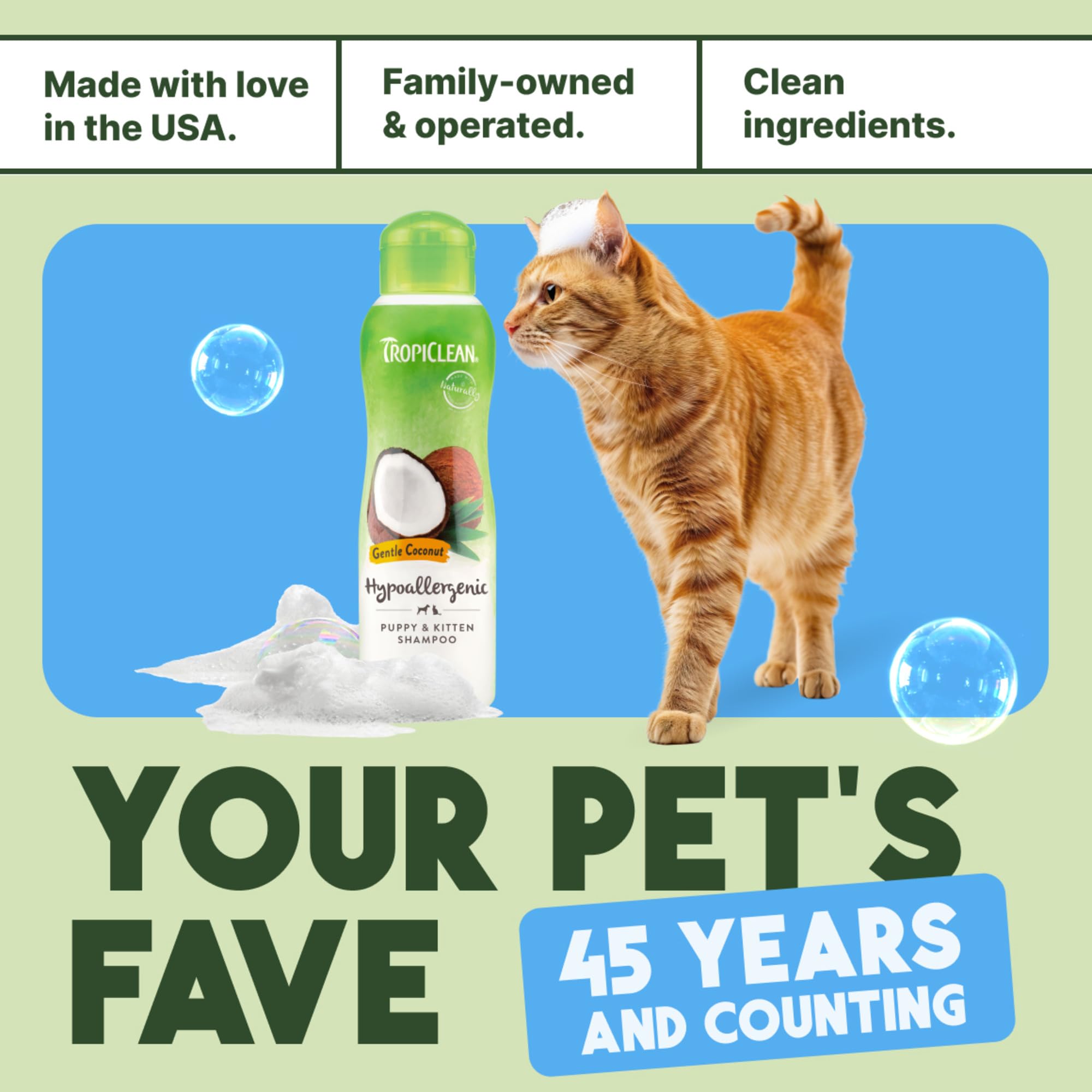 TropiClean Shampoing Doux pour chaton et chat, dilution 16:1 pratique