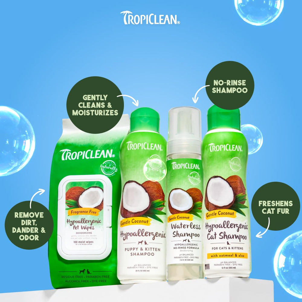 TropiClean Shampoing Doux pour chaton et chat, emballage recyclable