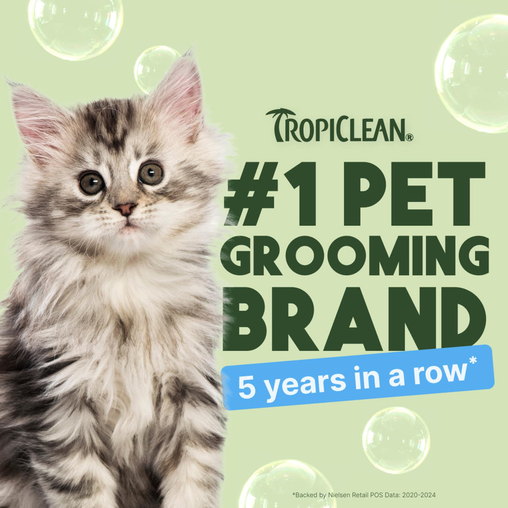 TropiClean Shampoing Doux pour chaton et chat, étiquette claire