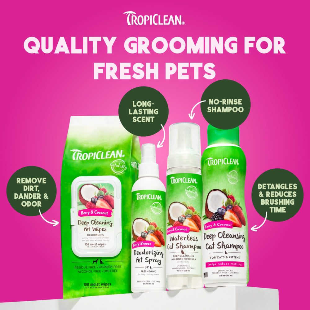 Utilisation rapide entre deux bains avec TropiClean pour chat