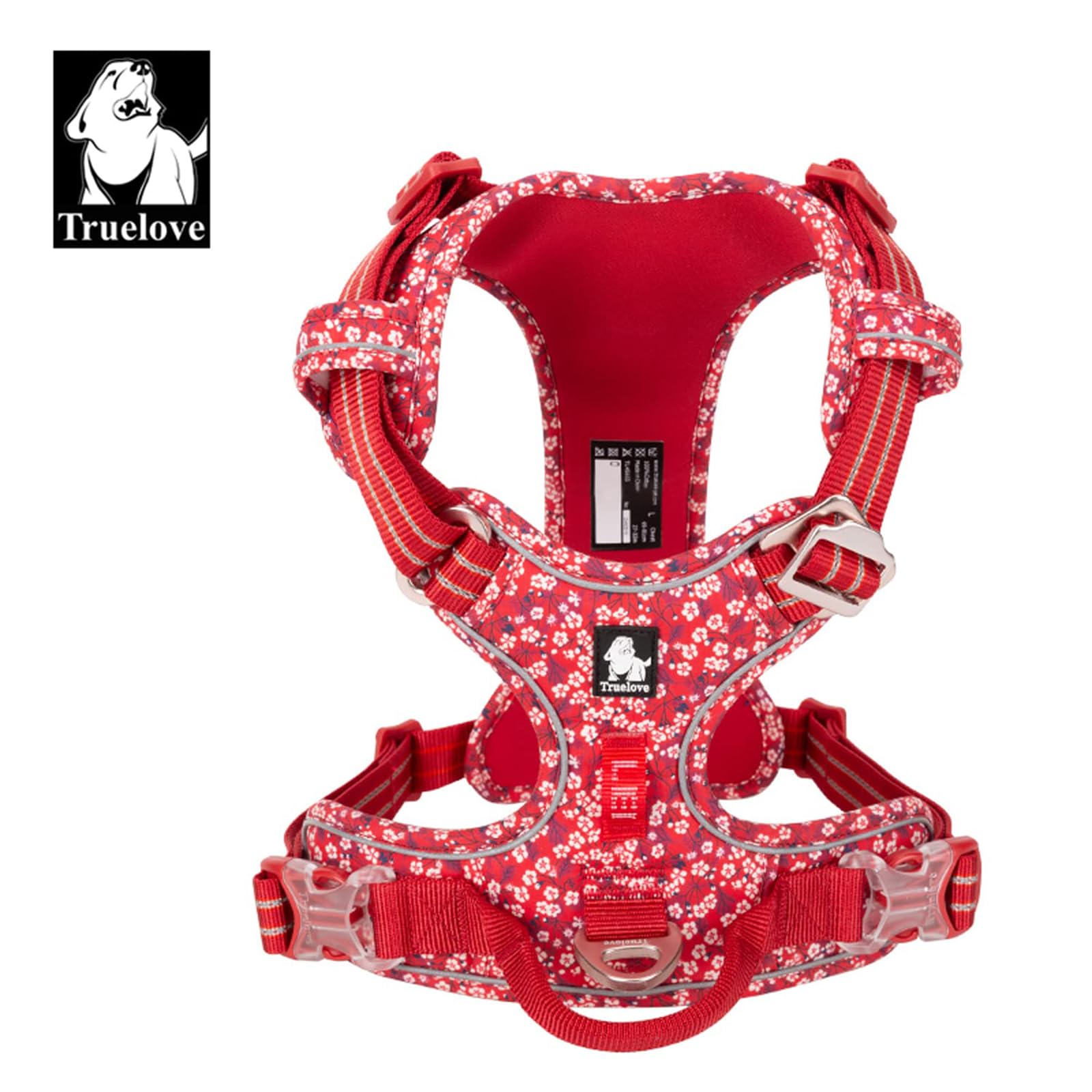 Harnais TRUE LOVE avec poignee arriere pour un meilleur controle pendant les promenades.