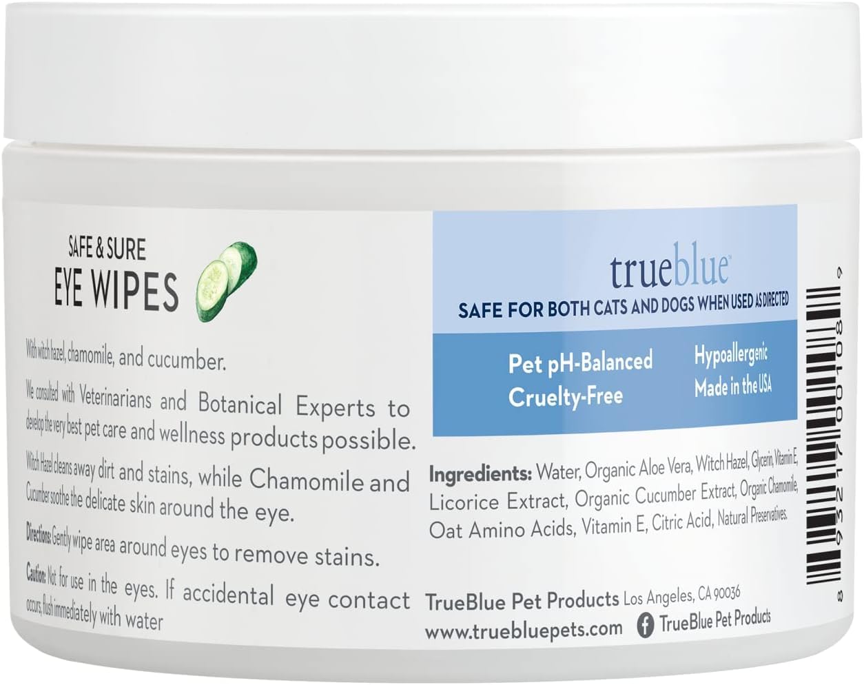 Lingettes pour yeux de chien à texture pré-humide TrueBlue, utilisation rapide et pratique.
