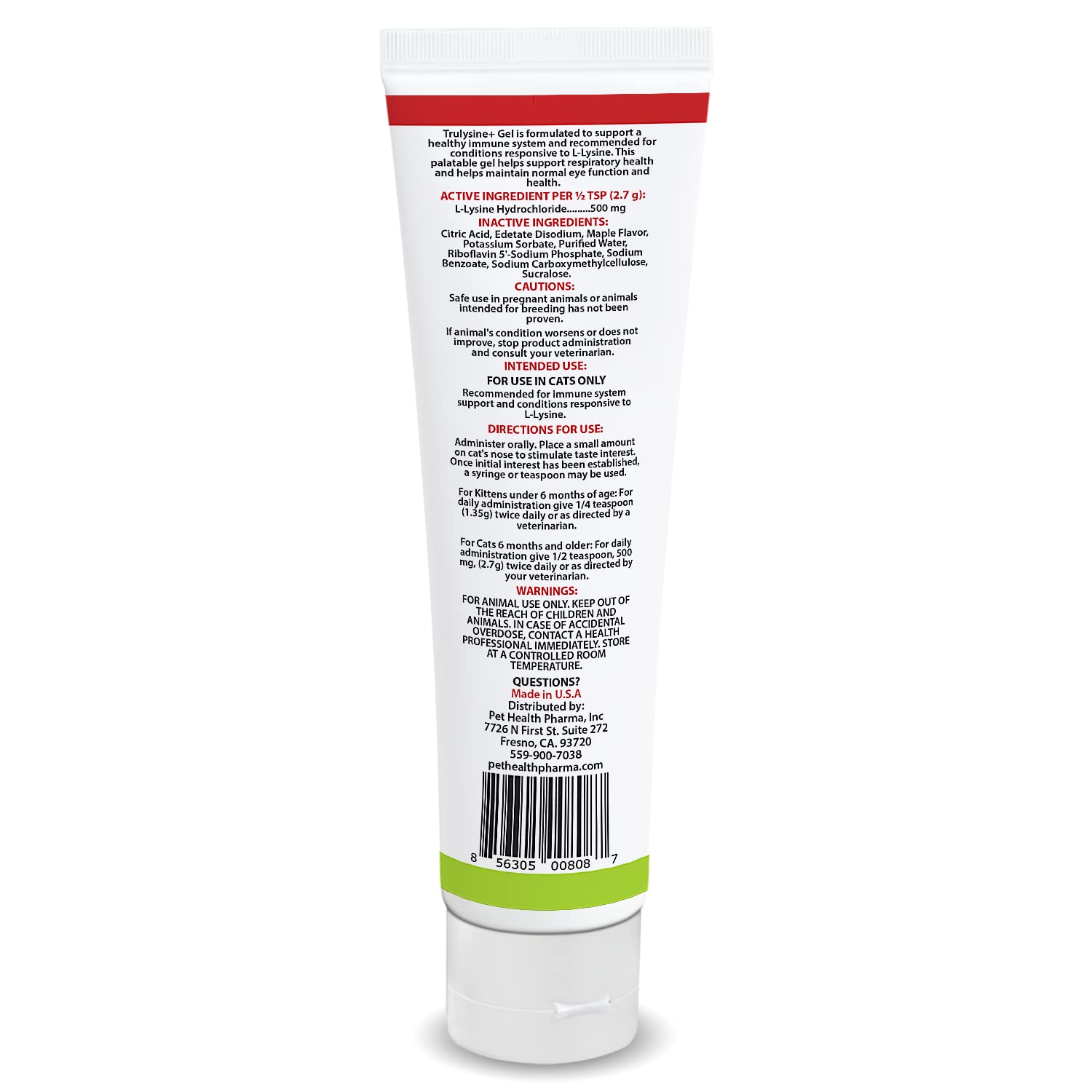 Administration 2x/jour avec Trulysine Lysine Gel, dosage clair et rapide pour chats.