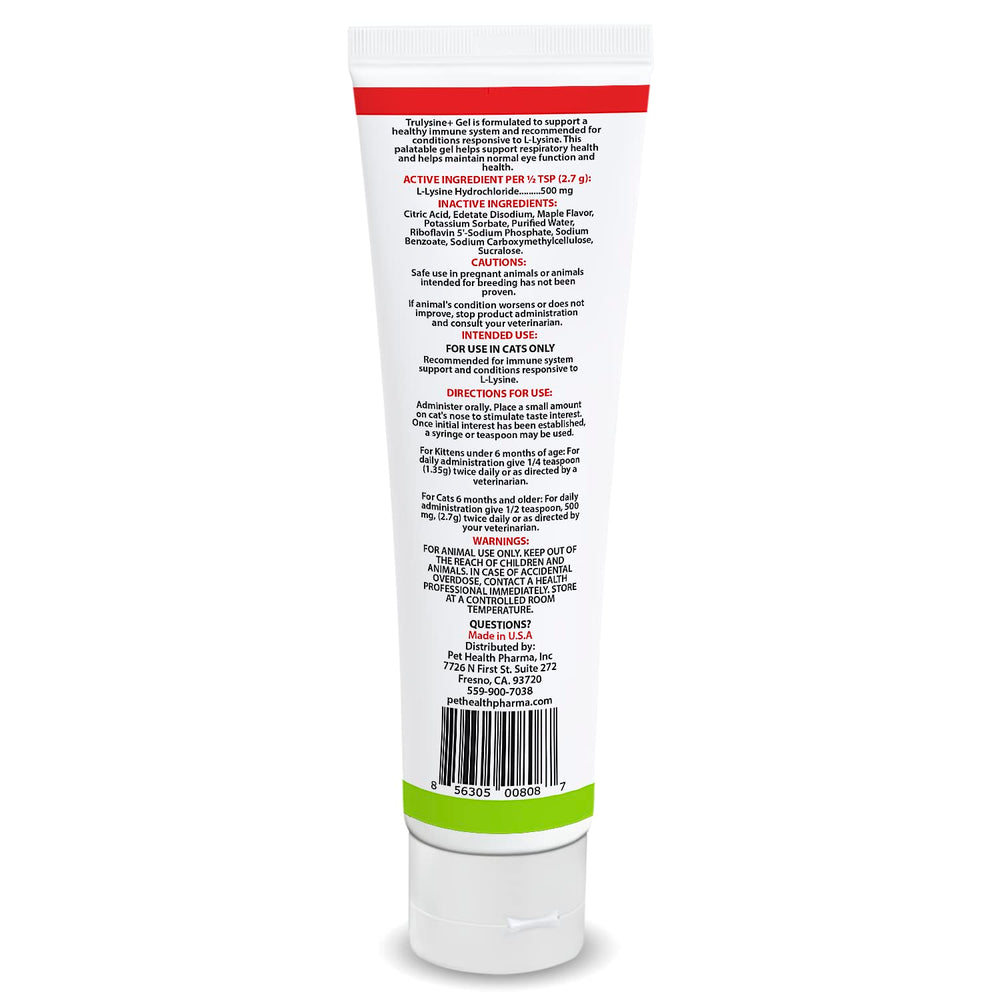 Administration 2x/jour avec Trulysine Lysine Gel, dosage clair et rapide pour chats.