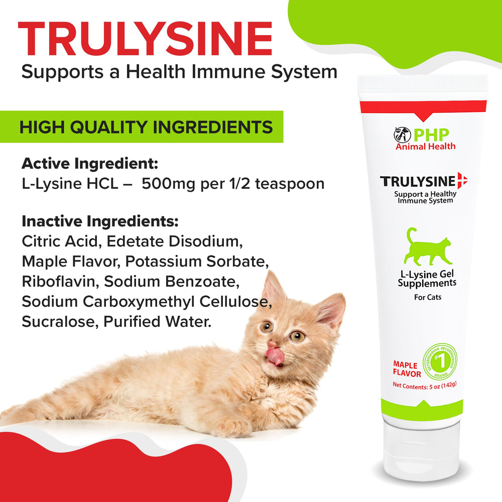 Trulysine Lysine Gel pour chat, doseur pratique pour administration quotidienne.