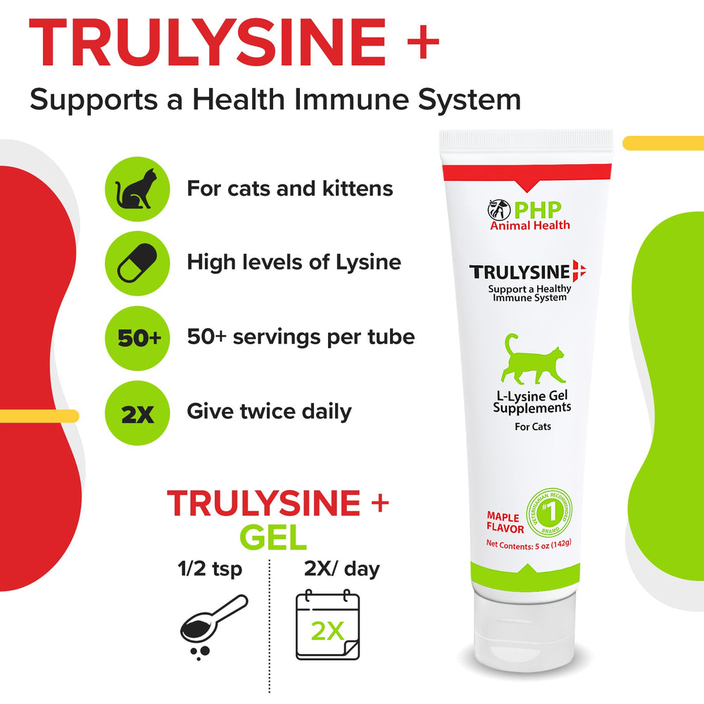 Trulysine Lysine Gel pour chat, nez clair et confort respiratoire potentiel.