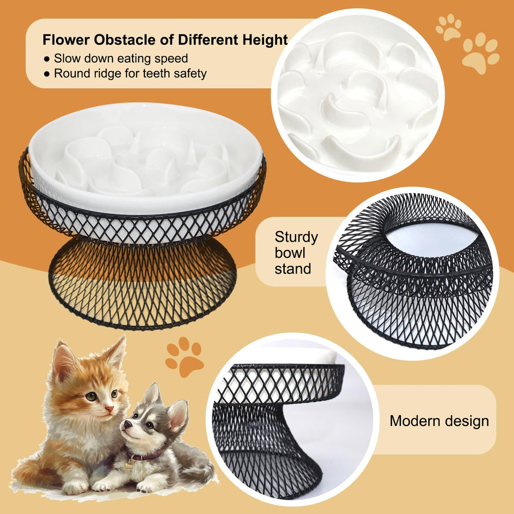 TRUNDISAN assiette en céramique adaptée aux aliments secs et humides pour chat.