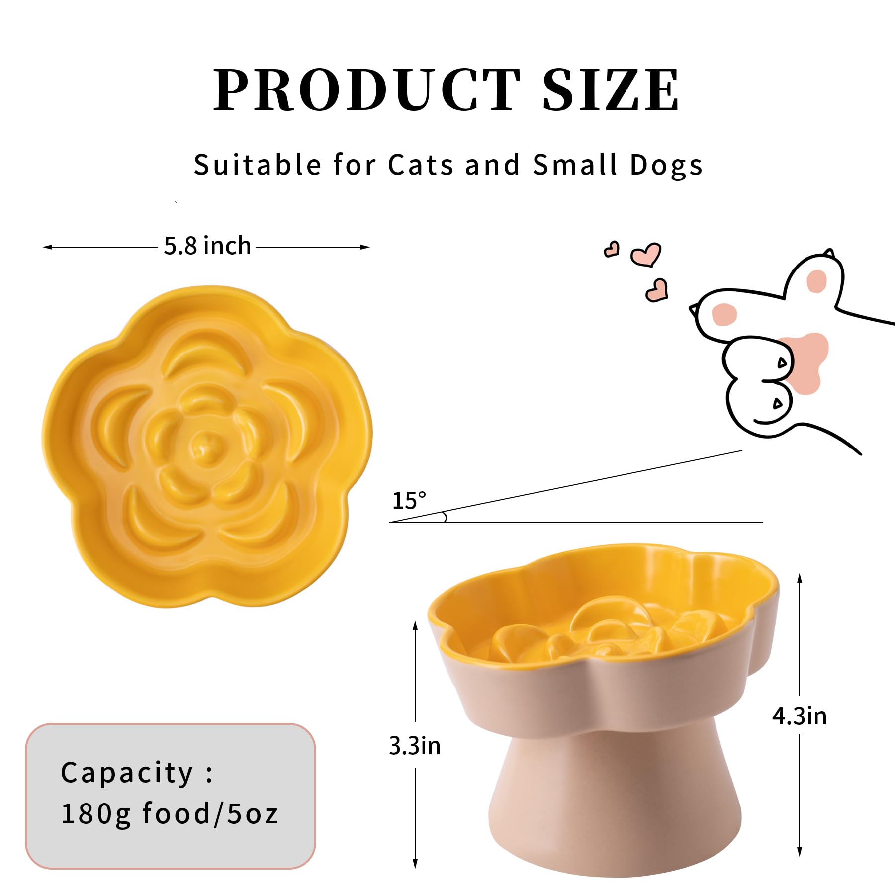TRUNDISAN bol chat alimentation lente fleur, contrôle lent de l’ingestion.