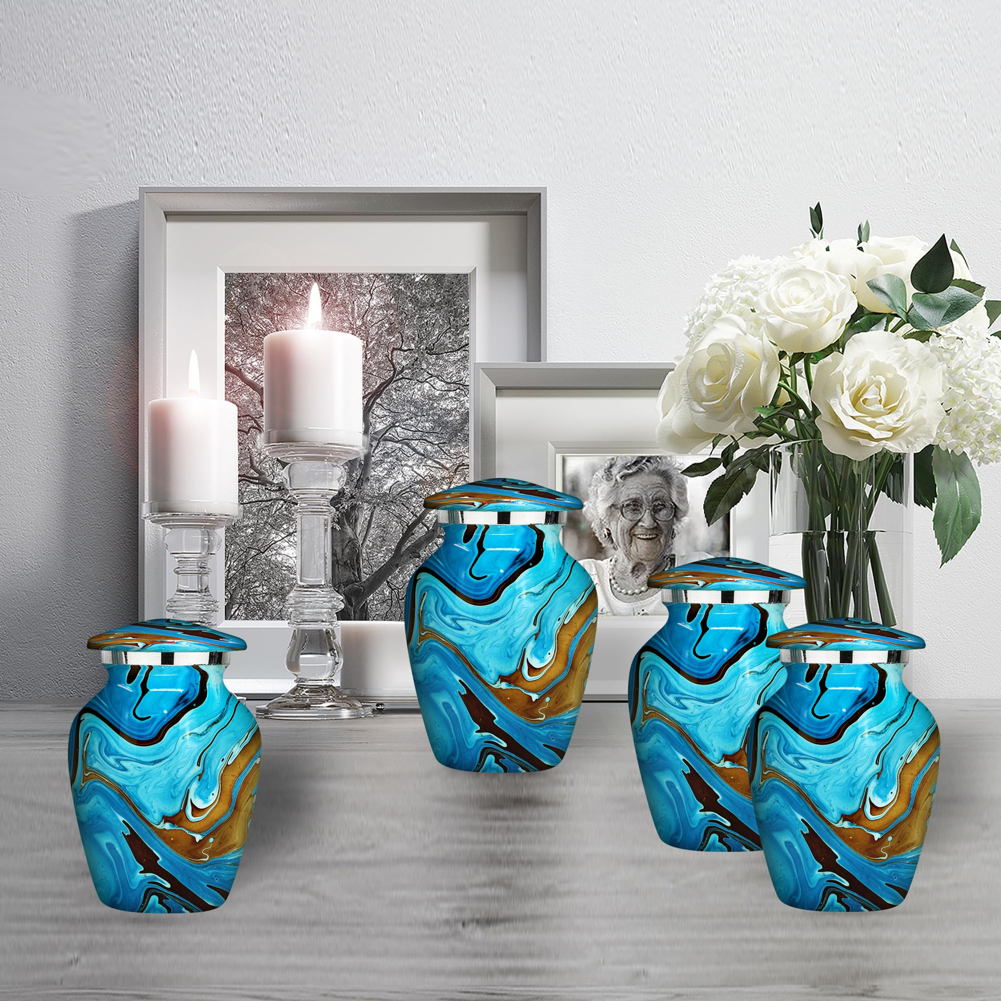 Boite noire elegante pour urne bleue Trupoint Memorials