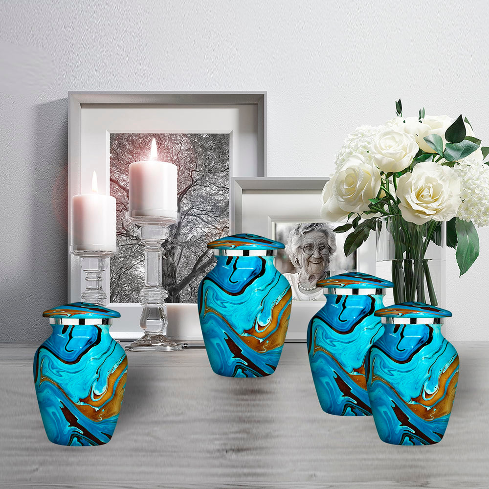 Boite noire elegante pour urne bleue Trupoint Memorials