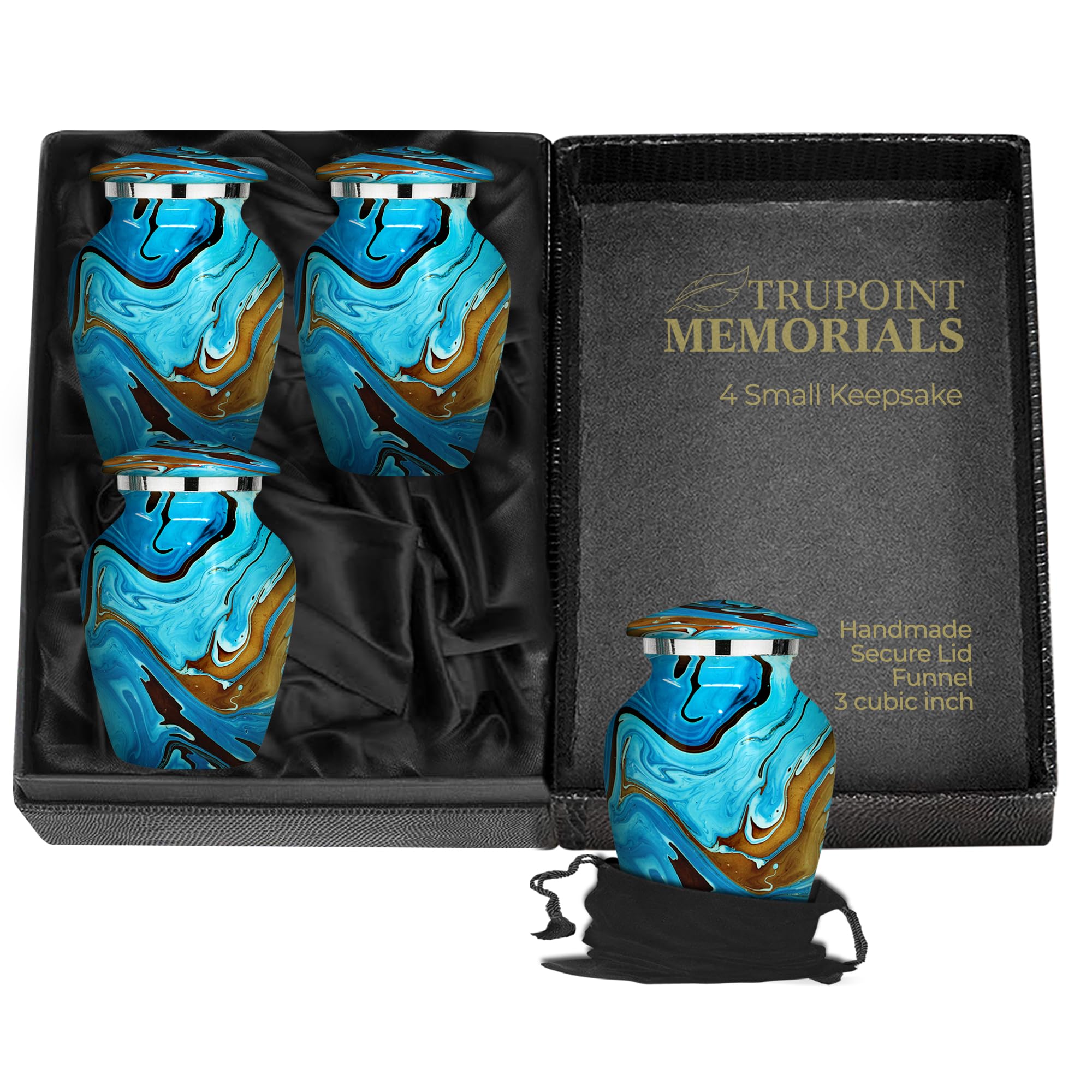 Urne Trupoint Memorials mini bleue camouflage marbre hommage discret et elegant