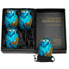 Urne Trupoint Memorials mini bleue camouflage marbre hommage discret et elegant
