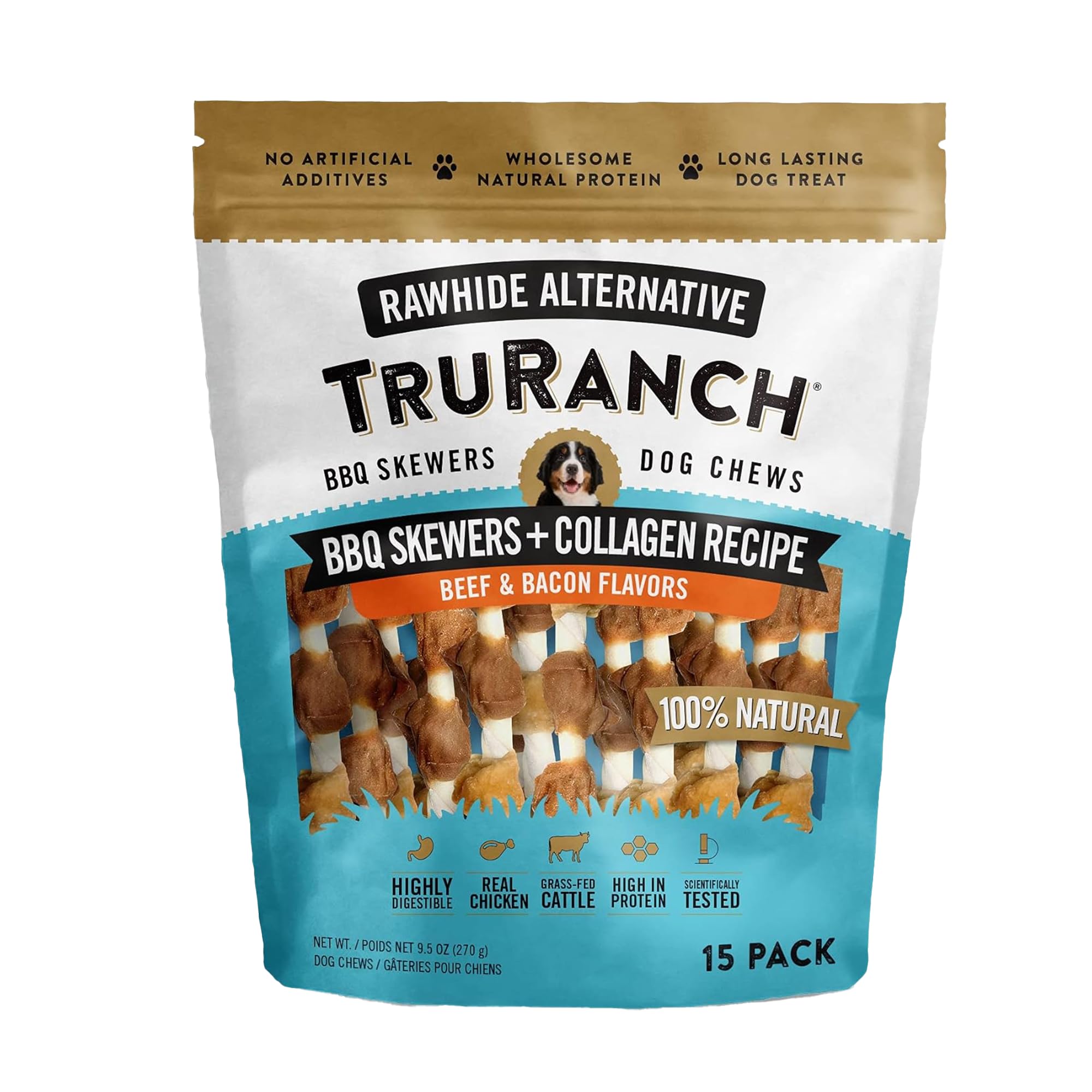 TRURANCH brochettes collagène pour chiens, texture croquante et soutien potentiel des articulations.
