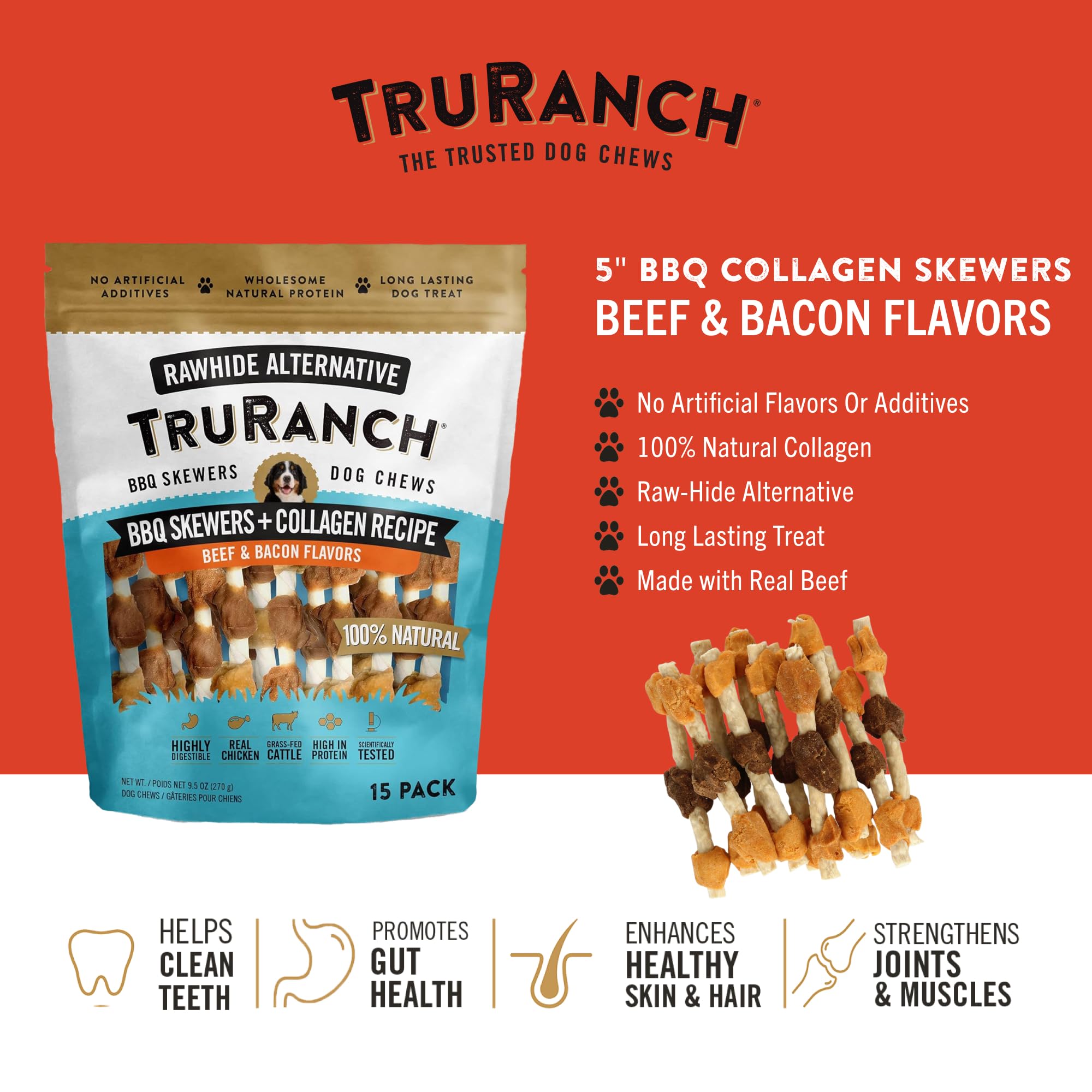 TRURANCH morceaux poulet collagène pour chiens, apport protéique élevé et digestibilité.